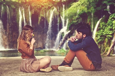 Girl, Boy, Couple, Binoculars, Field, Summerm Kids, Mood, Bokeh, Wide