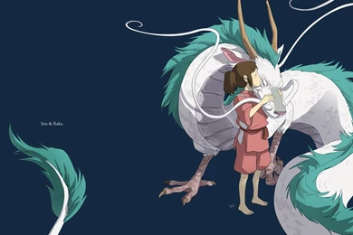 Dragons, Spirited Away, Ogino Chihiro, Kohaku, Haku :: Wallpapers