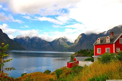 Download Red House By The Lake Wallpapers   Wallpapers Printed