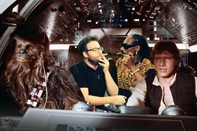 Snoop Dogg And Seth Rogen Doing Their Thing In Front Of A Large ...