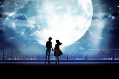 Anime Love Couple In Dark Night Images