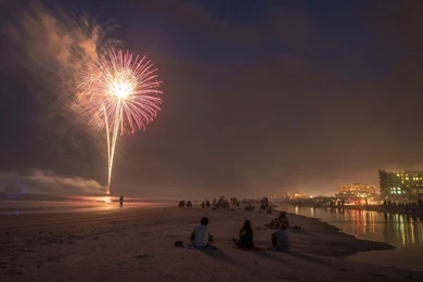 Jacksonville, Beach, Fireworks, Independence Day, Florida, Night ...