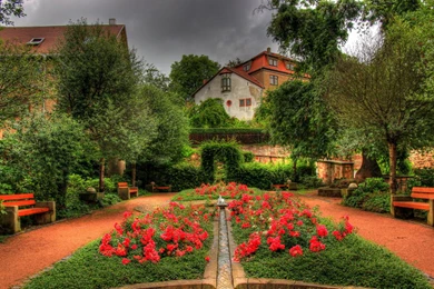Beautiful Garden In Schmalkalden Germany Hdr Hd Wallpapers ...