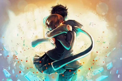 Anime Couple Lovely Hug HD Wallper