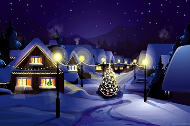 Download 1366x768 Vector Of Winter Landscape Wallpapers