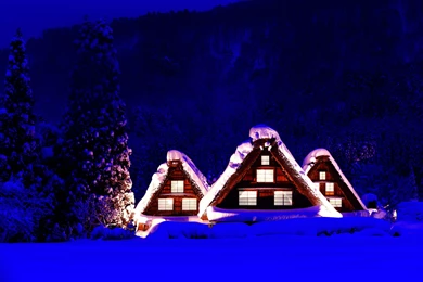 Houses Cabin Landscapes Winter Snow Christmas Wallpapers ...