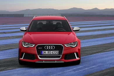 Red Audi RS6 Avant Front View Desktop Wallpapers