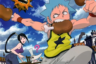 Soul Eater Black Star Blue Hair Excalibur Nakatsukasa Tsubaki