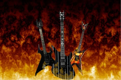 Desktop Wallpaper, Guitar's / Fire