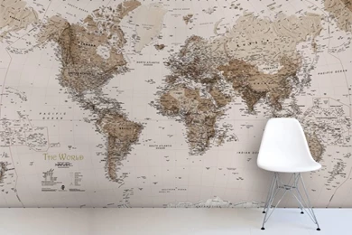 World Map Wallpaper, Atlas Wall Murals