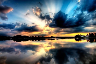 Awesome Nature Reflection Lake Clouds Sun Rays HD Wallpapers ...