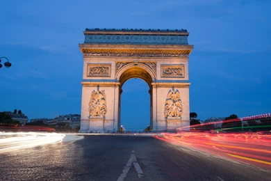 Arc De Triomphe From Paris At Twilight Wallpapers