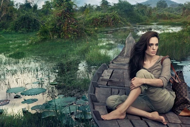 Download 1920x1080 HD Wallpapers Angelina Jolie Boat Swamp Pensive ...
