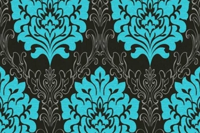 Marrakesh Teal & Black Damask Wallpapers