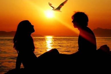 Romantic love couple meet at sunset time high quality wallpapers.jpg