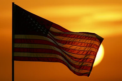 Free United States Flag At Sunset Computer Desktop Wallpapers