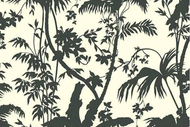 WALLPAPER BY THE YARD Black & White Tropical Forest Modern Toile ...