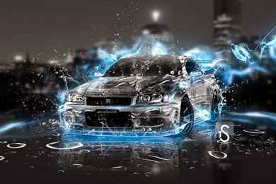 Cool Wallpapers   Car With Blue Fire ~ Free 4D Wallpapers