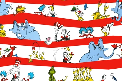 Licensed Cotton Print  Dr Seuss Stripe Fabric