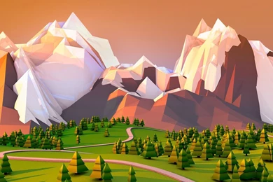 Low Poly Art Painting 3D Wallpapers Of Beautiful Landscape
