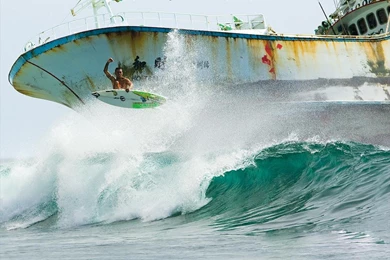 Ship Or Surfer Wreck Wave Wallpapers