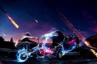 Download 1366x768 Meteorites And Lightning Epic Clash Wallpapers