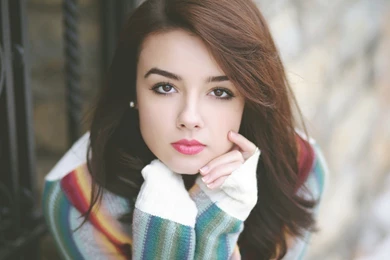 Beautiful Model Close Up Face With Red Lipstic Wallpapers