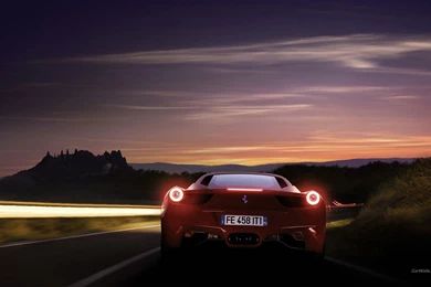 Cars Ferrari Ferrari 458 Italia Lights On Rear View Ferrari 458 ...