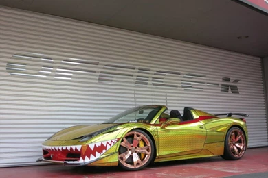 Download Cool 2015 Ferrari 458 Spider Golden Shark Wheels iPhone ...