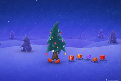 The Traveling Christmas Tree · Desktop Wallpapers · Vladstudio