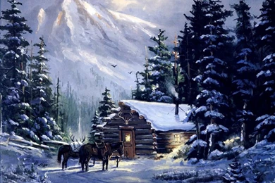 Art Mountain Mountain Cabin – Nature Winter HD Desktop Wallpapers