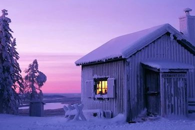 Winter (season) Snow Trees Sweden Moonlight Cabin Wallpapers ...