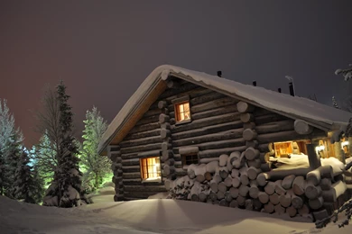 Snowy Cabin Wallpapers