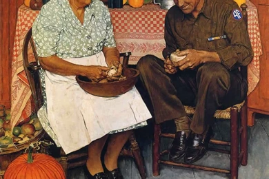 Thanksgiving Mother And Son Peeling Potatoes   Norman Rockwell ...