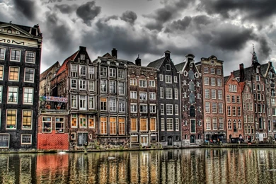 Coffee Shop 56 Buildings Water City Wallpapers HD