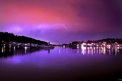 Other: Lightning Sky Pink Purple Purple Lights Pink Sunsets Water ...
