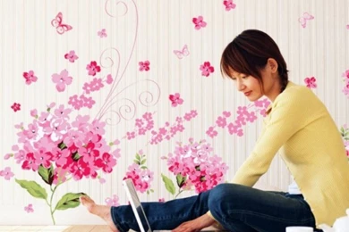 Romantic Flower Sea, DIY Wall Sticker, Removable Wallpapers For Bed ...