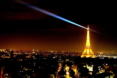 Paris France Eiffel Tower Night City Lights