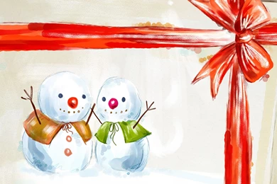 Two Painted Snowmen Wallpapers