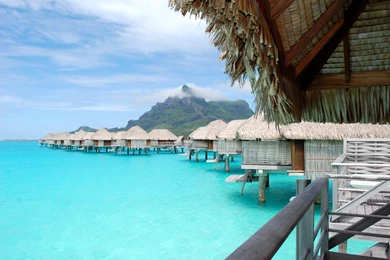 Four Seasons Resort Bora Bora Water Villas Bungalows Blue Lagoon ...
