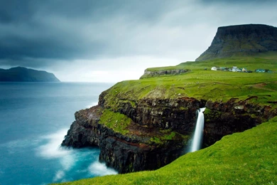Waterfalls: Beautiful Oceanic Waterfall Nature Cliffs Ocean ...