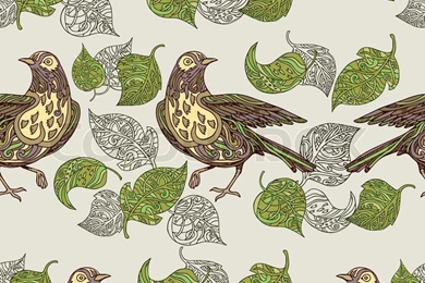 Abstract Backgrounds With Bird And Flower, Seamless Fashion Pattern ...
