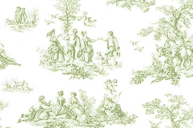 PRETTY PRINTS 3, GREEN FRENCH COUNTRY SIDE TOLIE WALLPAPER   PP27800