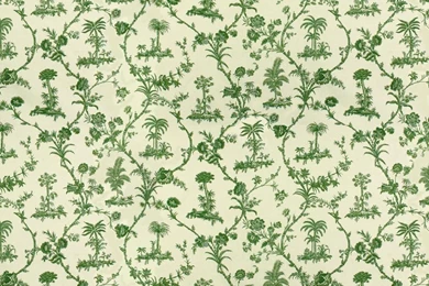 BRUNSCHWIG & FILS WEST INDIES TOILE COTTON PRINT FABRIC GREEN