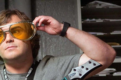 Download Wallpapers 3840x1200 Jack Black, Sunglasses, Guitar, Mood ...