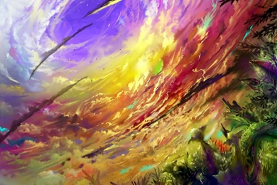 Clouds Plants Vivid Colors Wallpapers   (