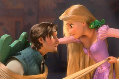 Rapunzel Ties Up Flynn From Disney's Movie Tangled Desktop Wallpapers