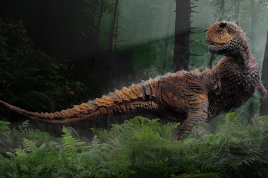 Download Wallpapers 2560x1600 Dinosaur, Grass, Trees, Reptiles ...