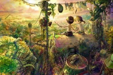 Wallpapers Trippy Forest Hd Anime 1366x768