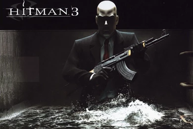 Wallpapers Black, Hitman, Machine Gun, Hitman 3 Game.